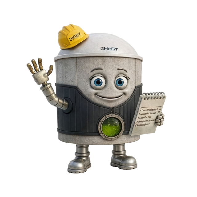 Digby the digester waving hello